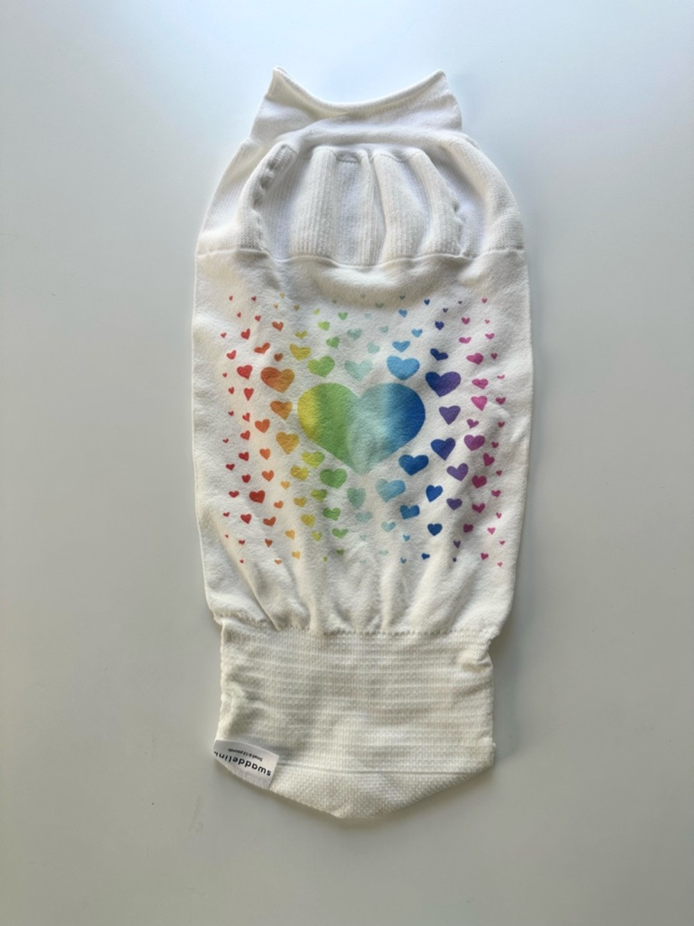 Swaddelini White Rainbow Swaddle Sleep Sack, size Small (6-12 lbs)